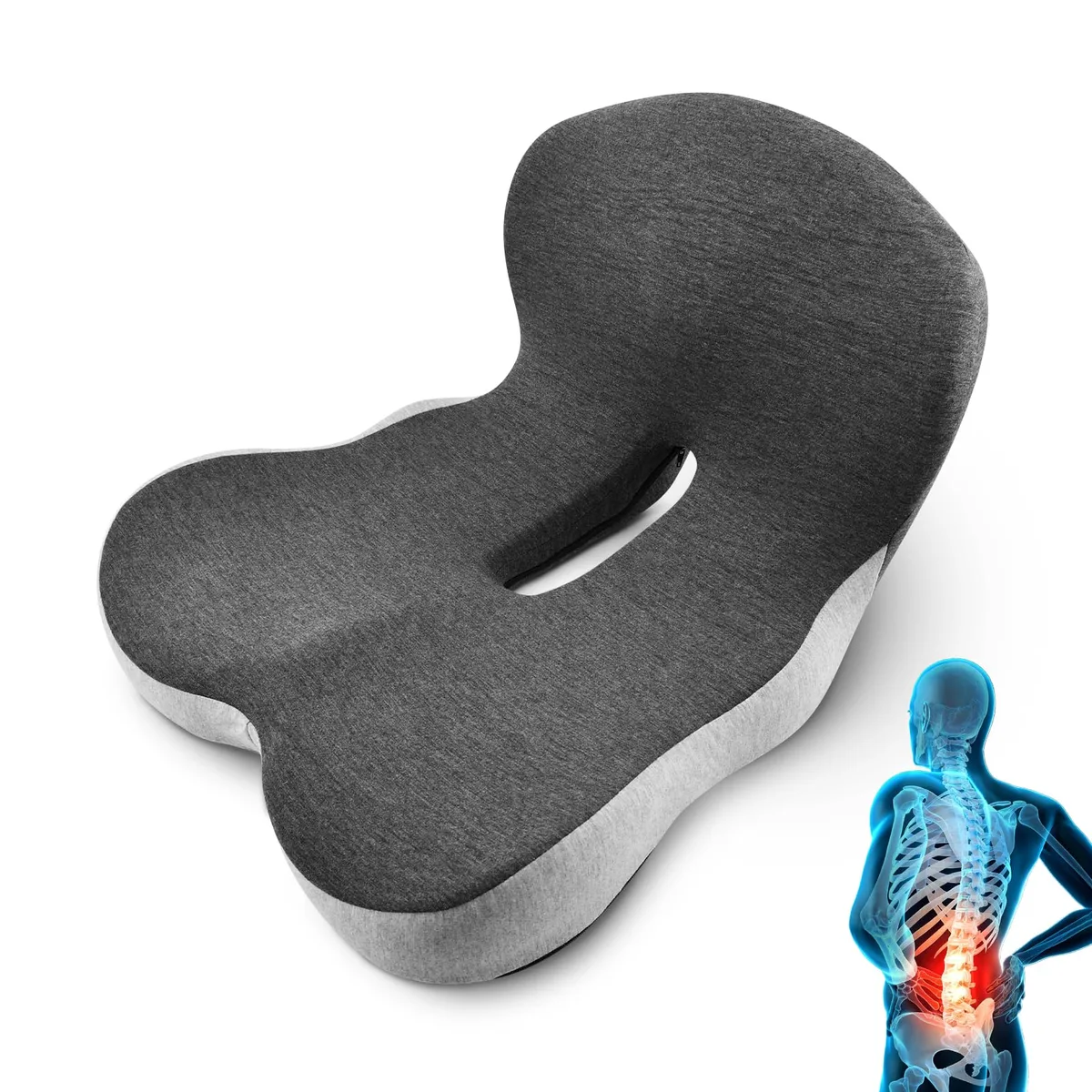 Ten black L-shaped memory foam seat cushions with fabric covers