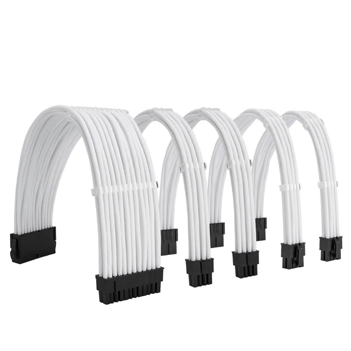 KOZYFOX KOZYFOX 18AWG Braided PSU Cable Extension Kit White 30cm 24P 2x8P CPU 2x8P GPU with Combs — product photo