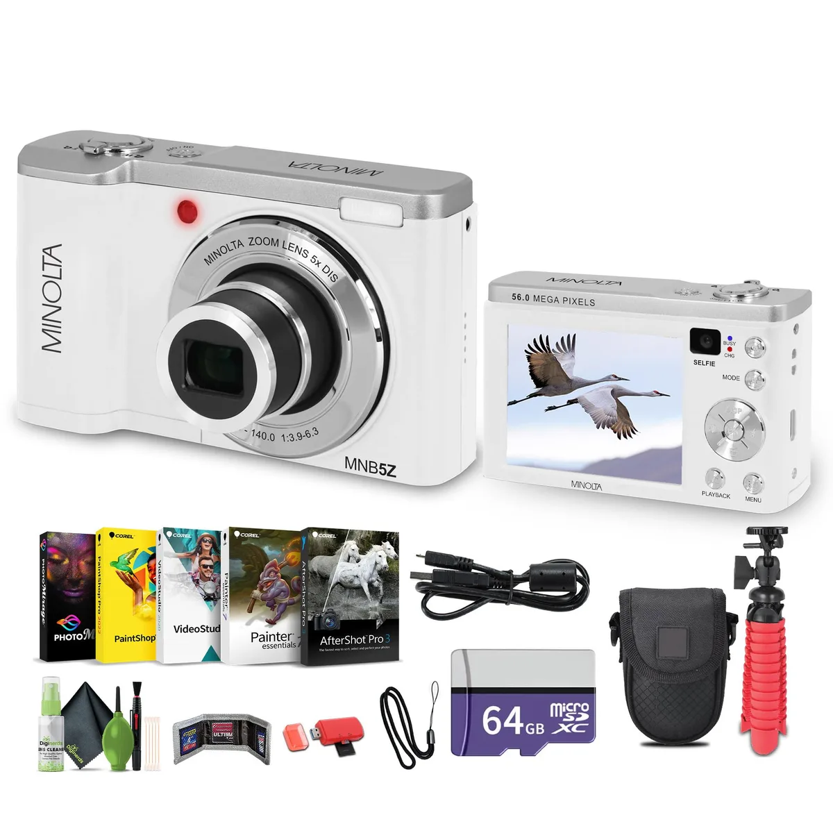 Minolta Minolta MNB5Z 56MP Dual Lens Shoot Camera White Bundle 64GB 2.8in — product photo