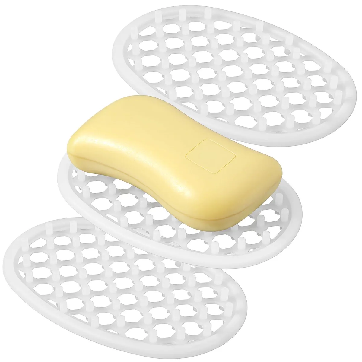 Elegaperma 3pcs Silicone Soap Dishes Clear — product photo