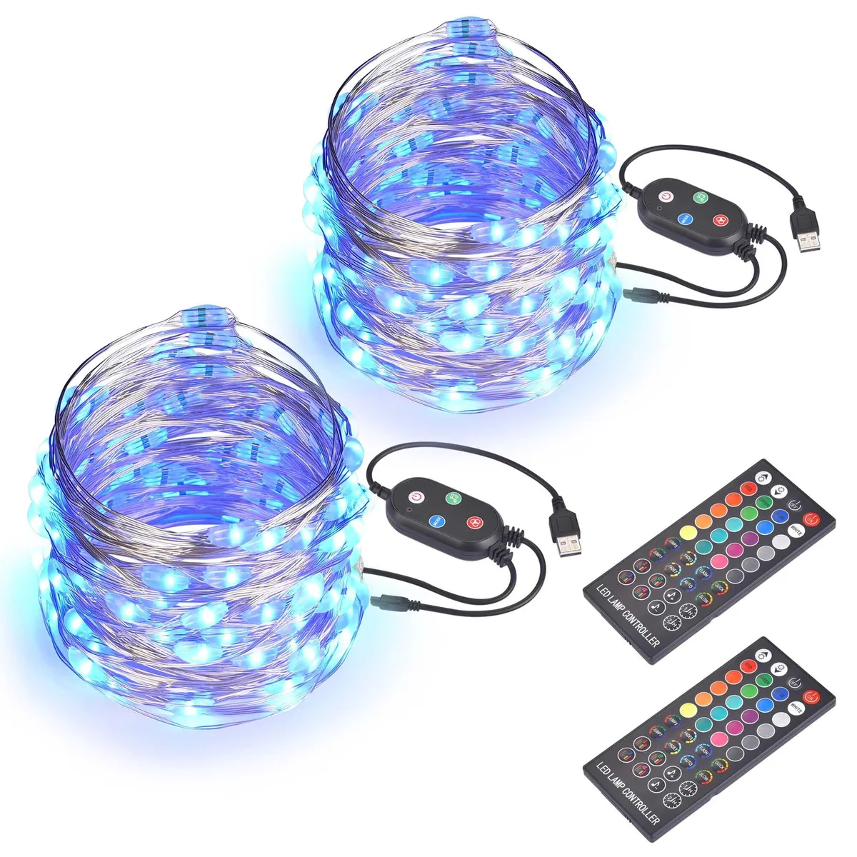 Yescom USA, Inc. Yescom USA, Inc. 2 Pack 33 ft 100 LED RGB String Lights 20 Colors Bluetooth Remote IP65 — product photo
