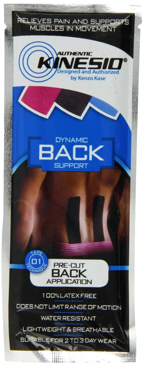 Pre-cut kinesiology tape strips for back application, beige fabric finish