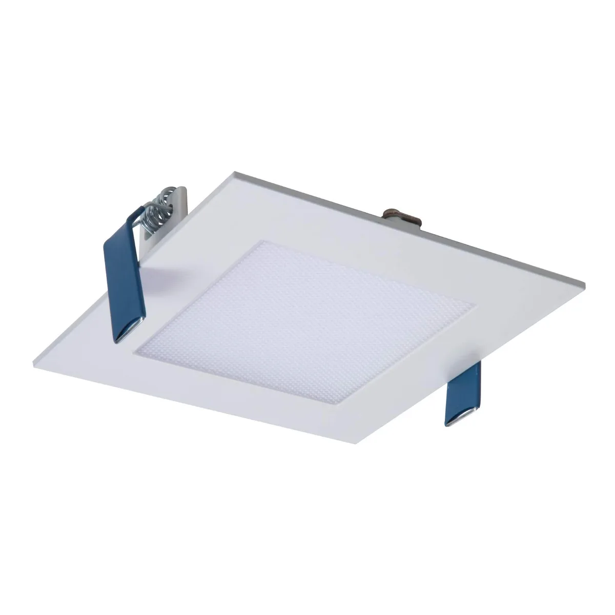 Square ultra-thin recessed LED downlight with white trim and frosted lens