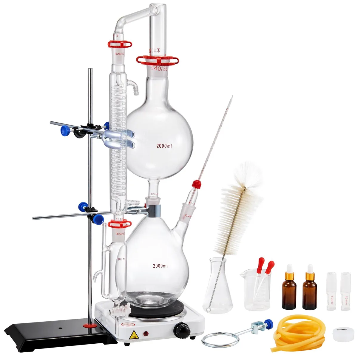 VEVOR VEVOR Essential Oil Distillation Kit 2000ml 3.3 Borosilicate Glass 1000W 28 pcs — product photo