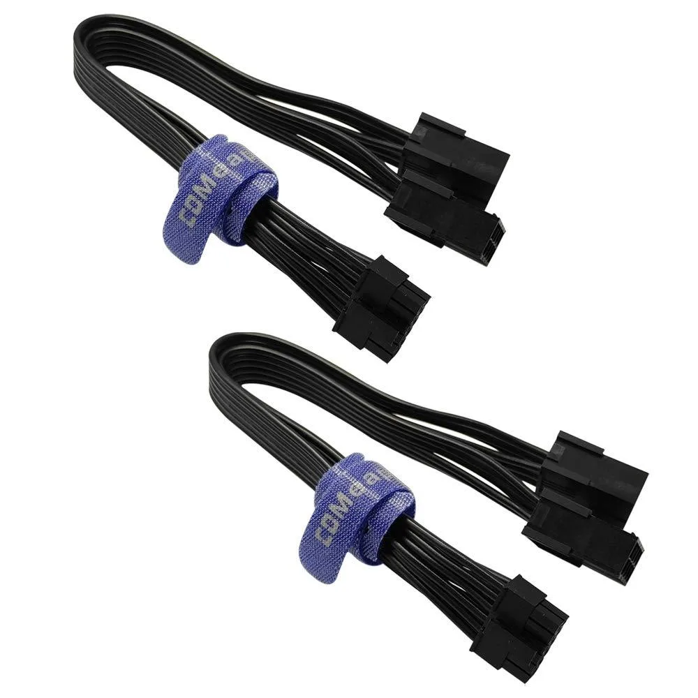  COMeap Dual 8 Pin PCIe Female to Mini 12 Pin Male GPU Power Adapter Extension 9.5-inch 2-Pack — product photo