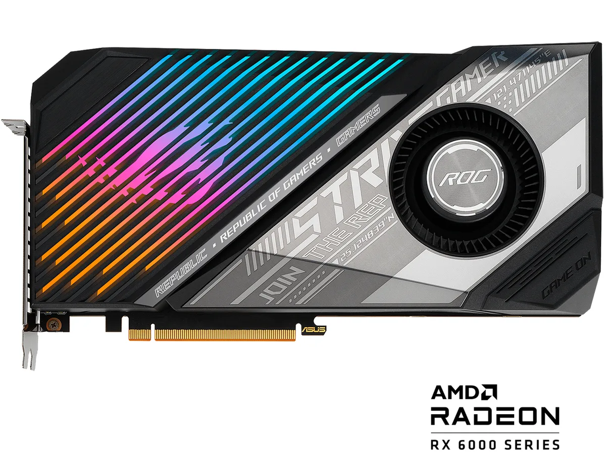 ASUS ASUS STRIXLCRX6900XTO16GG ROG Strix Radeon RX 6900 XT graphics card — product photo
