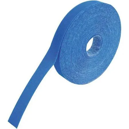 Blue hook-and-loop cable tie roll, 30 ft, 0.5 in wide