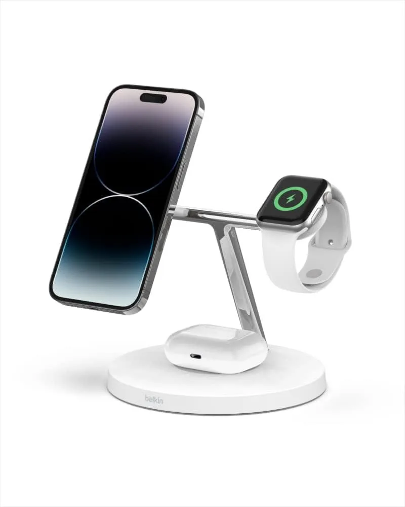 Belkin Belkin Boost Charge Pro 3-in-1 Wireless Charging Stand MagSafe 15 W White — product photo