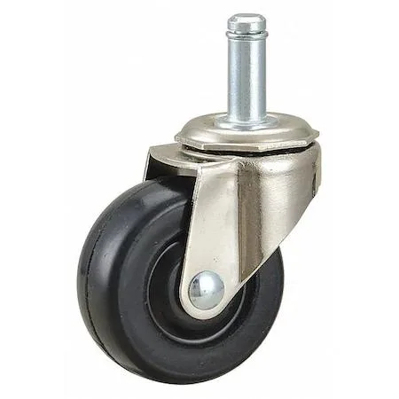 Green rubber swivel stem caster with nickel plated steel frame