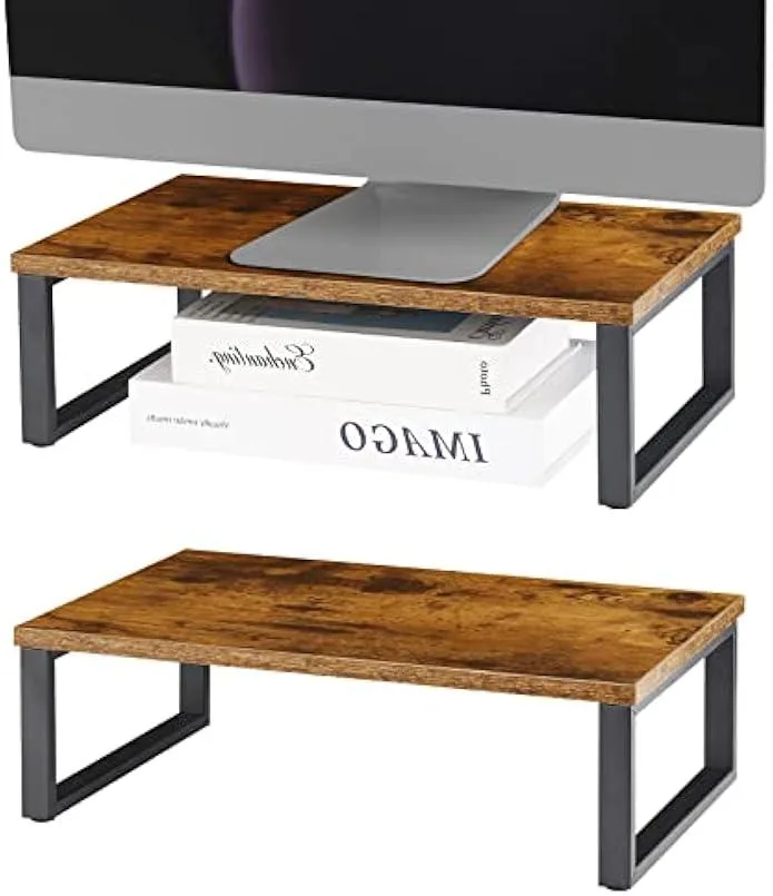 TAURKENAM TAURKENAM Monitor Stand Riser 2 Pack Wood Brown Office Equipment — product photo