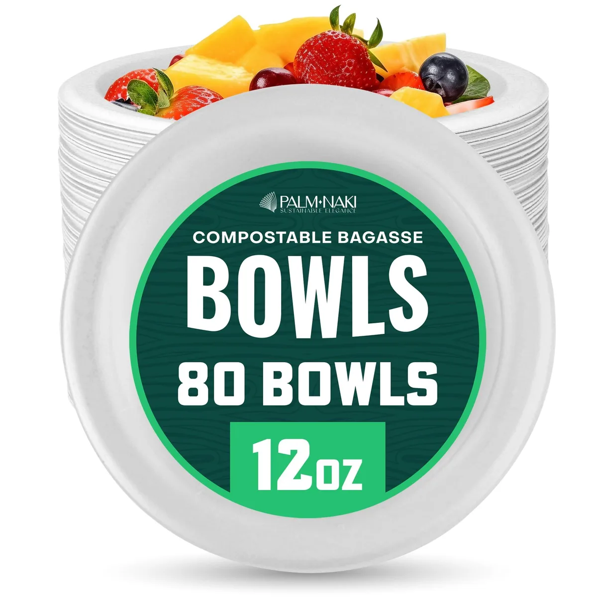 Round brown compostable paper bowls in 80 pack