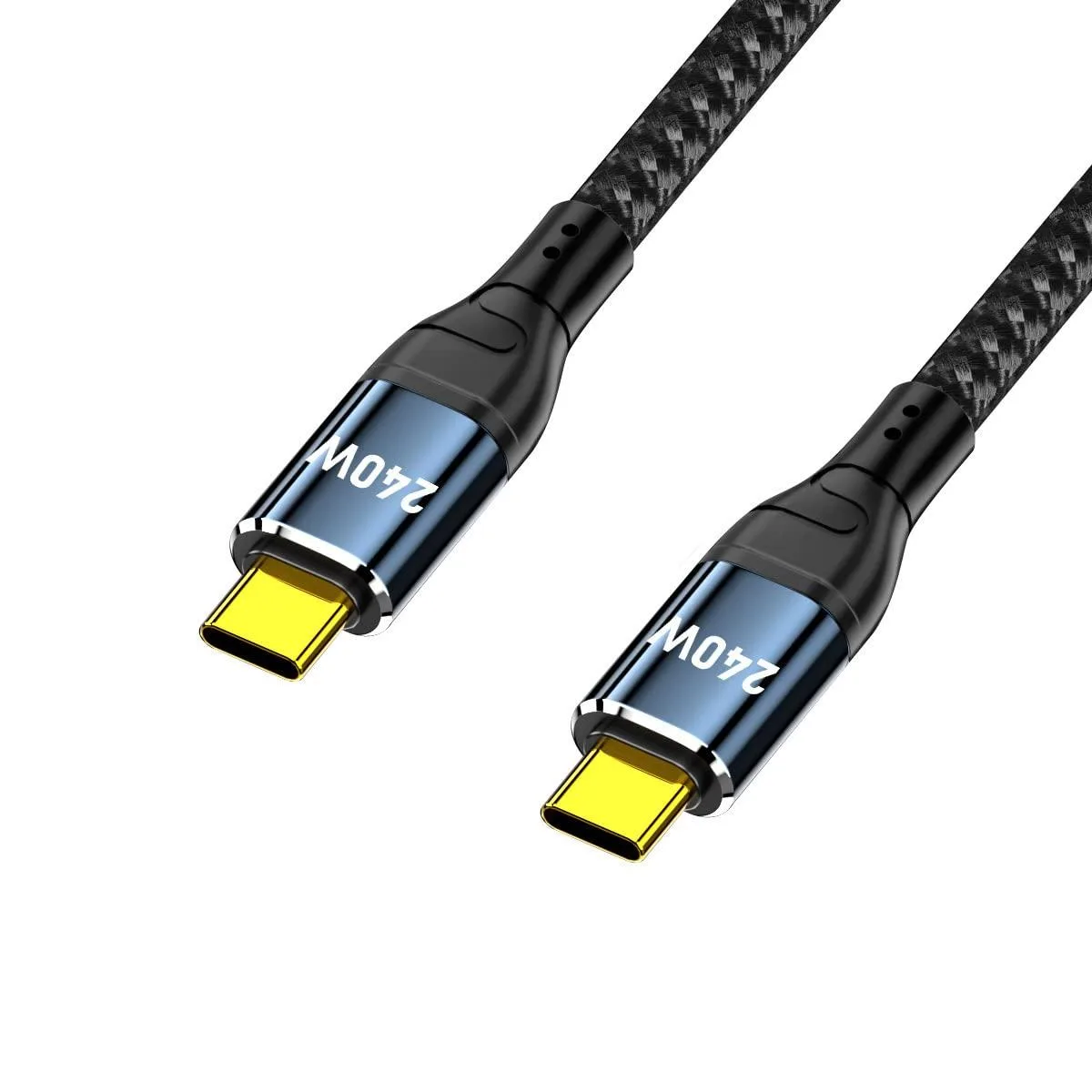 Black USB-C male-to-male cable, straight connectors, 50cm length