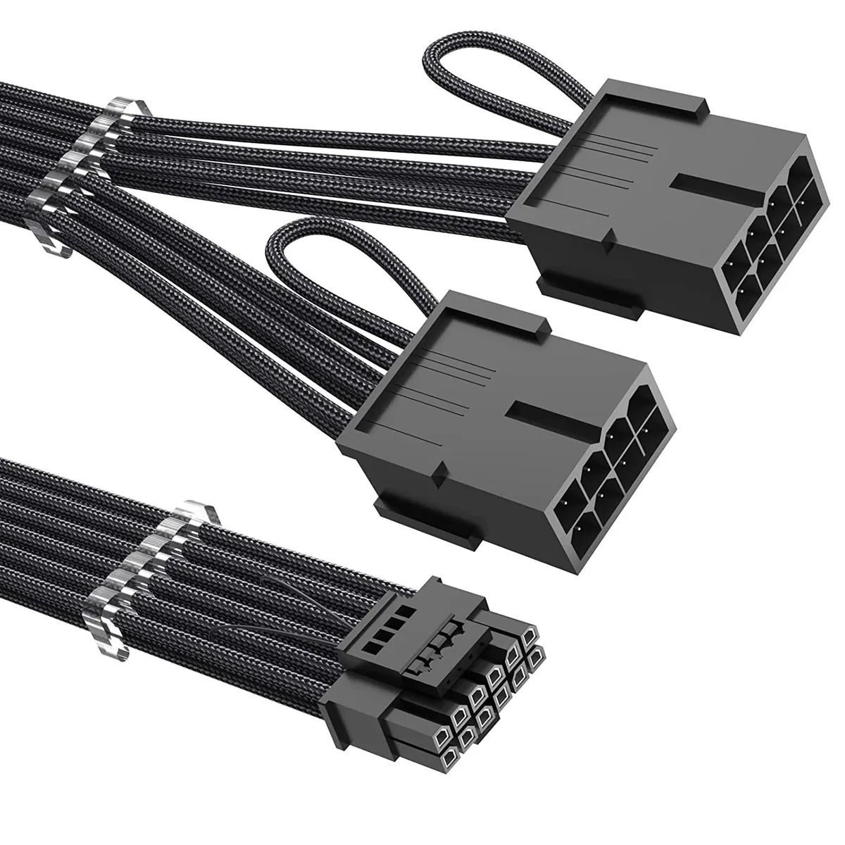 BFKK BFKK 12VHPWR 16-Pin Male to 2×8-Pin Female 16AWG Extension Cable 13.3in Black — product photo