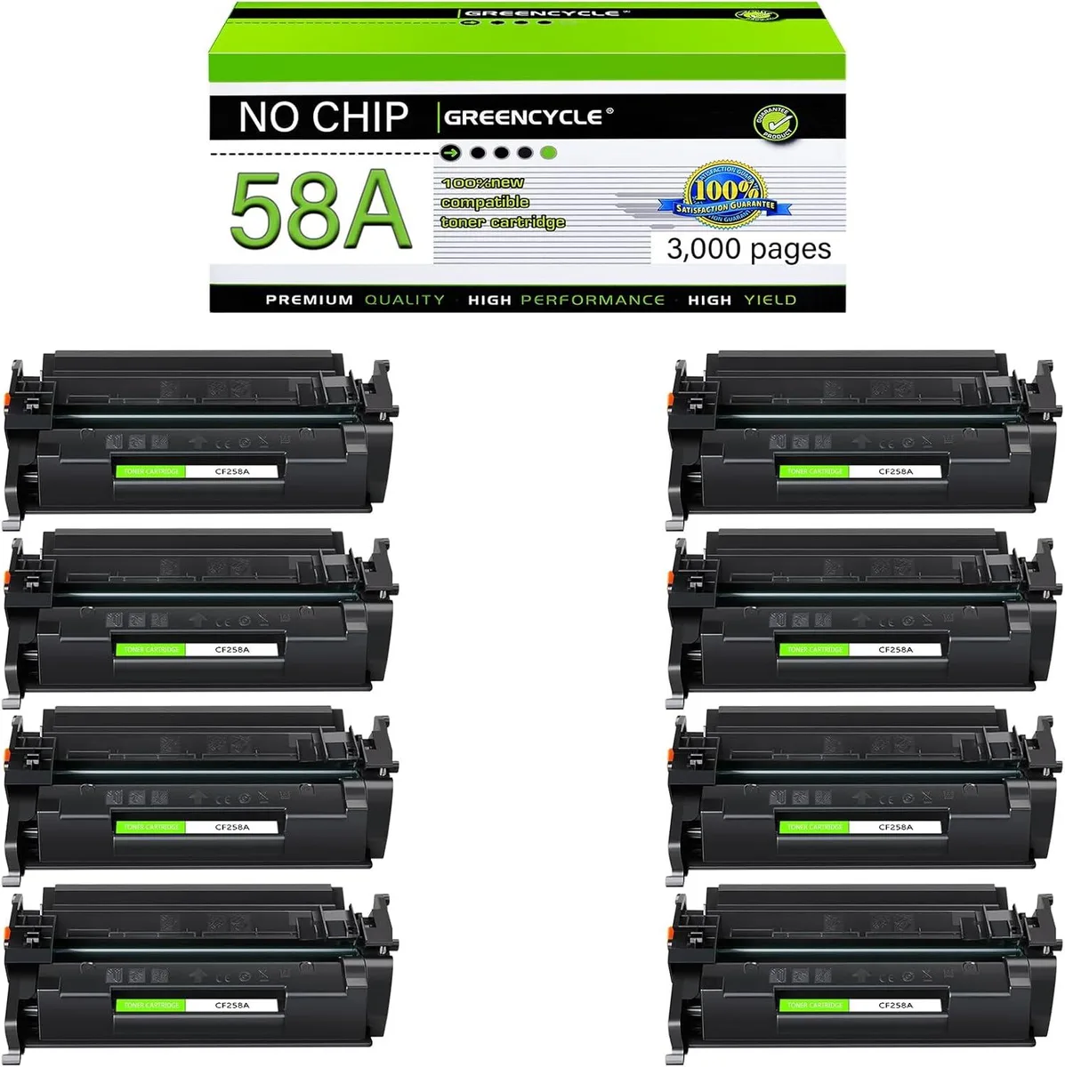 GREENCYCLE GREENCYCLE CF258A toner cartridge 8 pack black 3000 pages — product photo