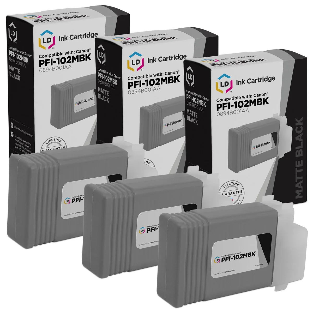 LD Products LD Products Compatible Ink Cartridge for Canon PFI-102MBk Matte Black 3-Pack — product photo