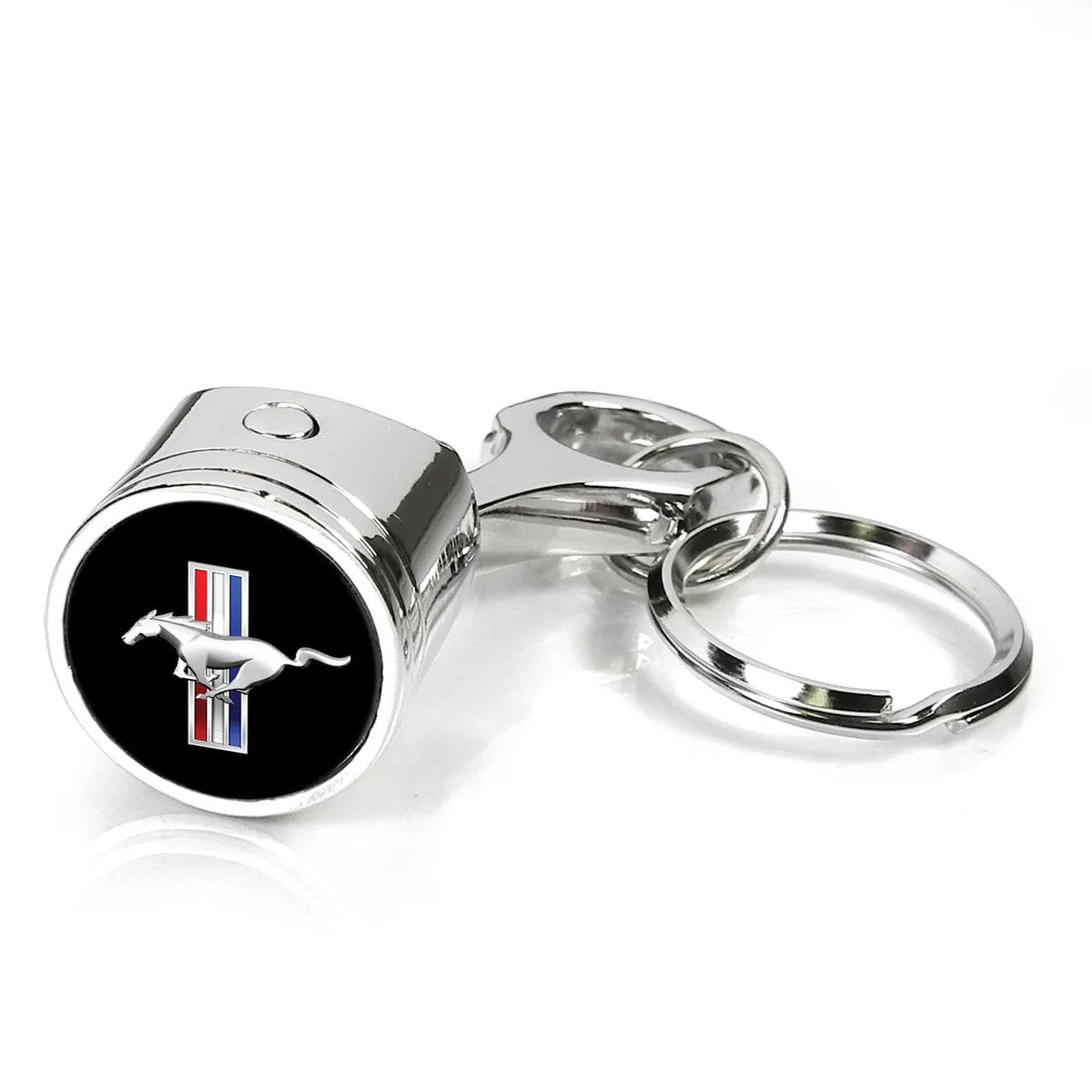 iPick Image, LLC iPick Image, LLC Ford Mustang Tri-Bar Chrome Piston Rod Key Chain Black — product photo