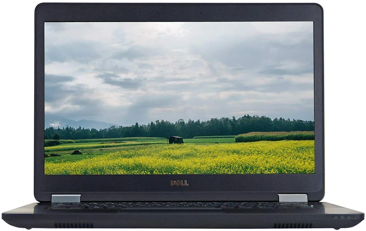 Black Dell Latitude E5470 laptop closed, matte finish, 14 inch non-touch screen, webcam above display