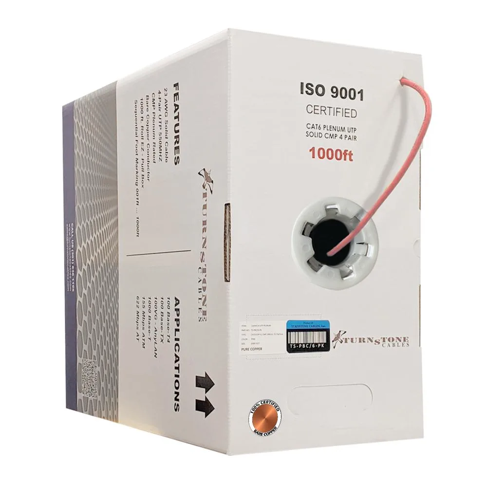 Turnstone Cables Turnstone Cables CAT6 Plenum 1000 ft 23AWG 550MHz Pink — product photo