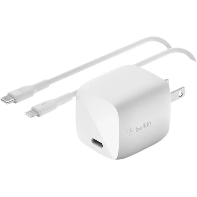 Belkin Belkin BOOST CHARGE WCH001dq1MWHB6 30W USB-C GaN Wall Charger with 3.3 ft Cable — product photo