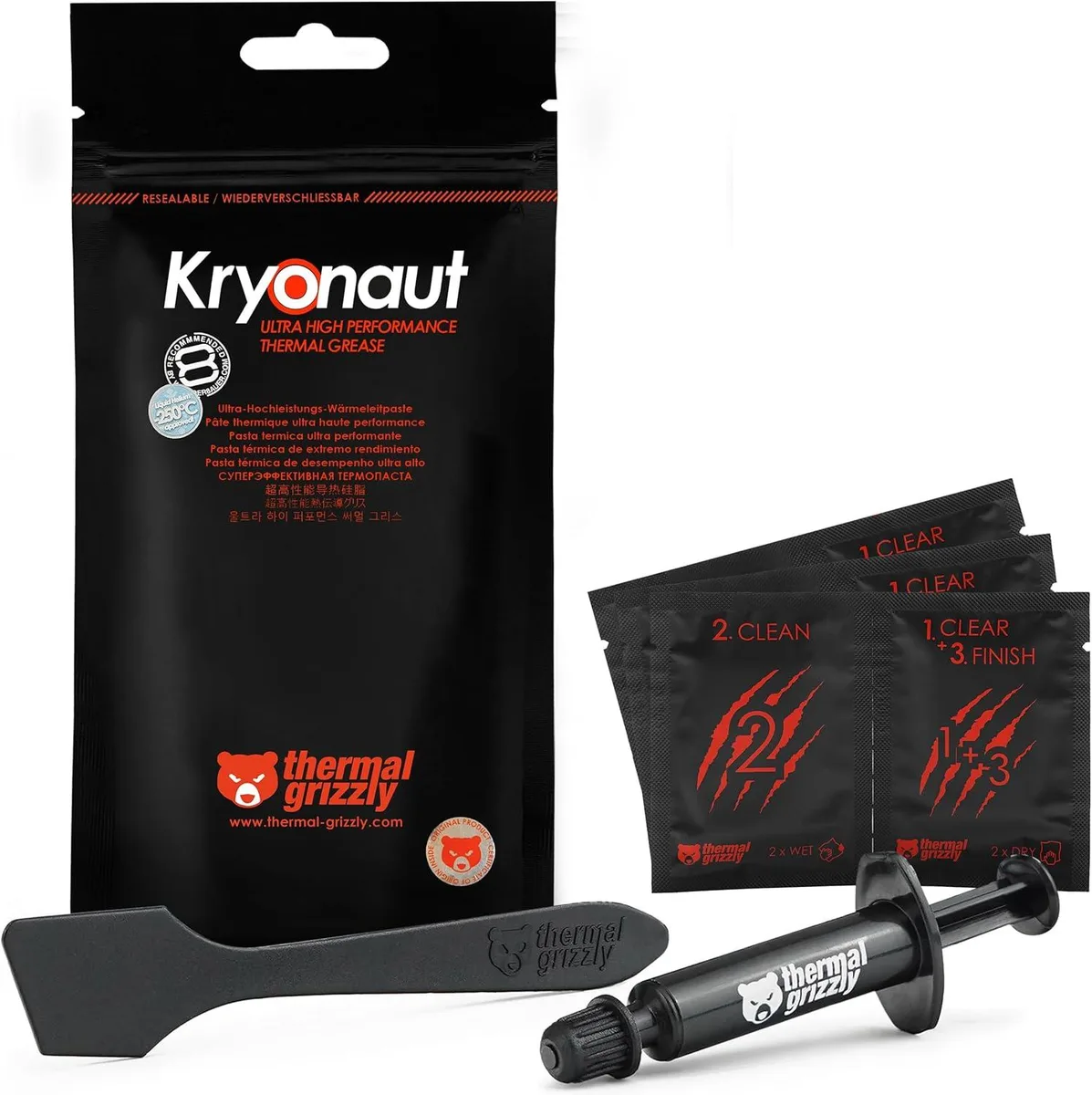 Thermal Grizzly Thermal Grizzly Kryonaut 1 g thermal paste + 12 cleaning wipes — product photo