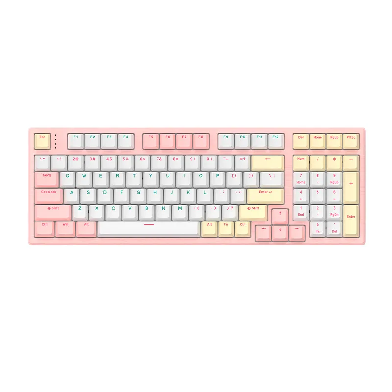 GANSS GANSS HS 98T Mechanical Gaming Keyboard 98 Keys TTC Silver Switch Pink White — product photo