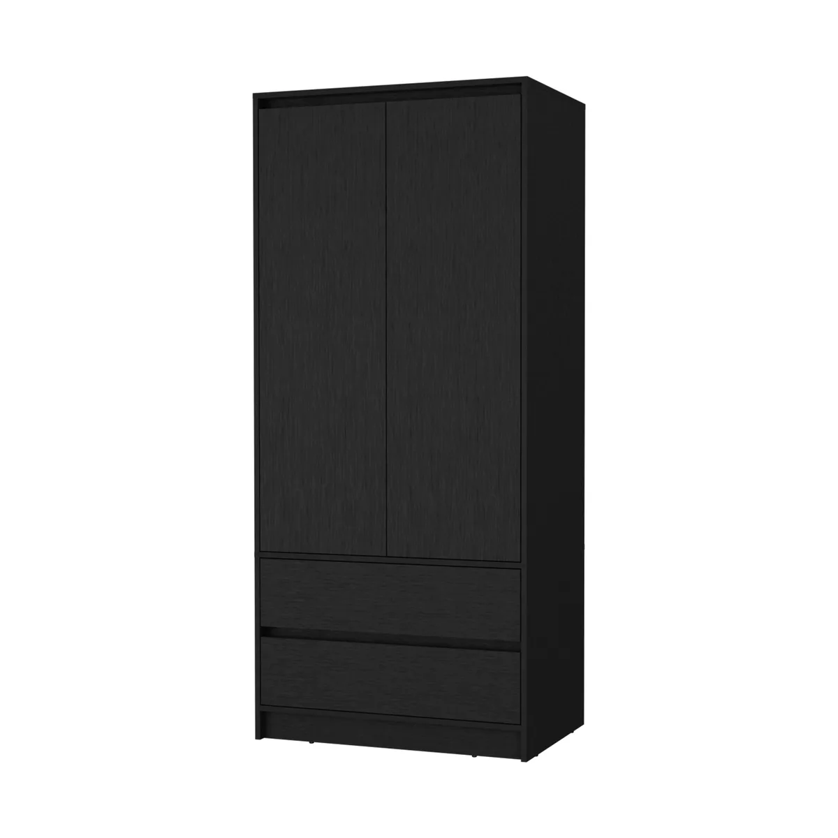 FM FURNITURE FM FURNITURE Avra 2-Door Armoire with 3 Drawers &amp; Hanging Rod Black — product photo