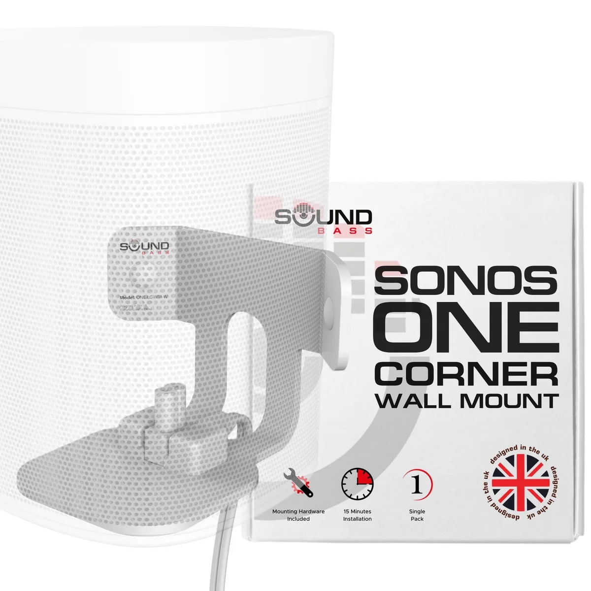 Bolton Technical Bolton Technical Sound Bass ONE Corner Wall Mount Bracket - Low Profile White 2 in 1 accessory — product photo