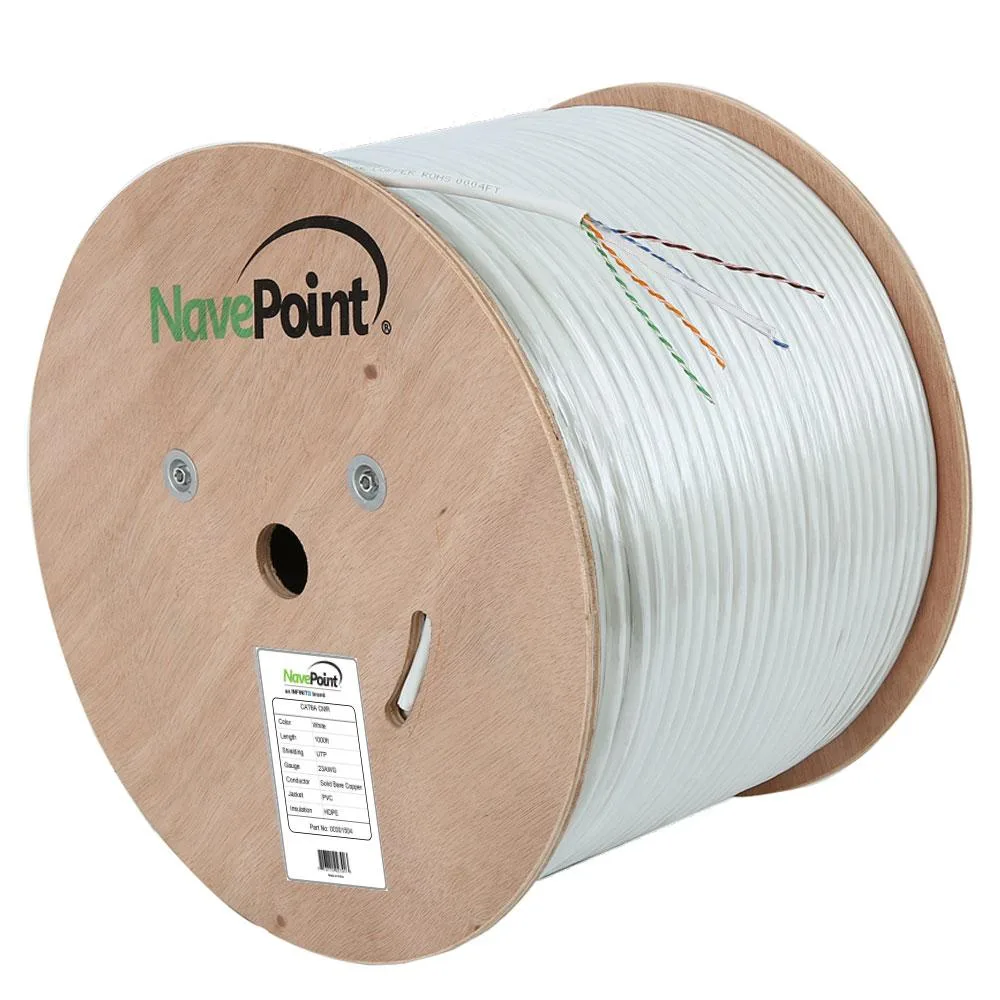 NavePoint NavePoint CAT6A Riser CMR 1000 Ft White 23AWG 500 MHz UTP network ethernet cable — product photo