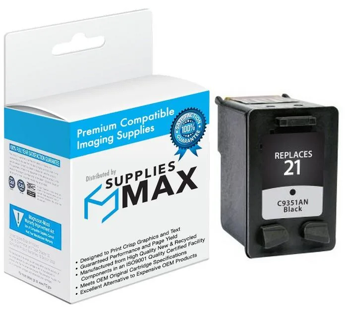 SuppliesMax SuppliesMax HP 21 Photo Black Inkjet Cartridge 190 Pages — product photo