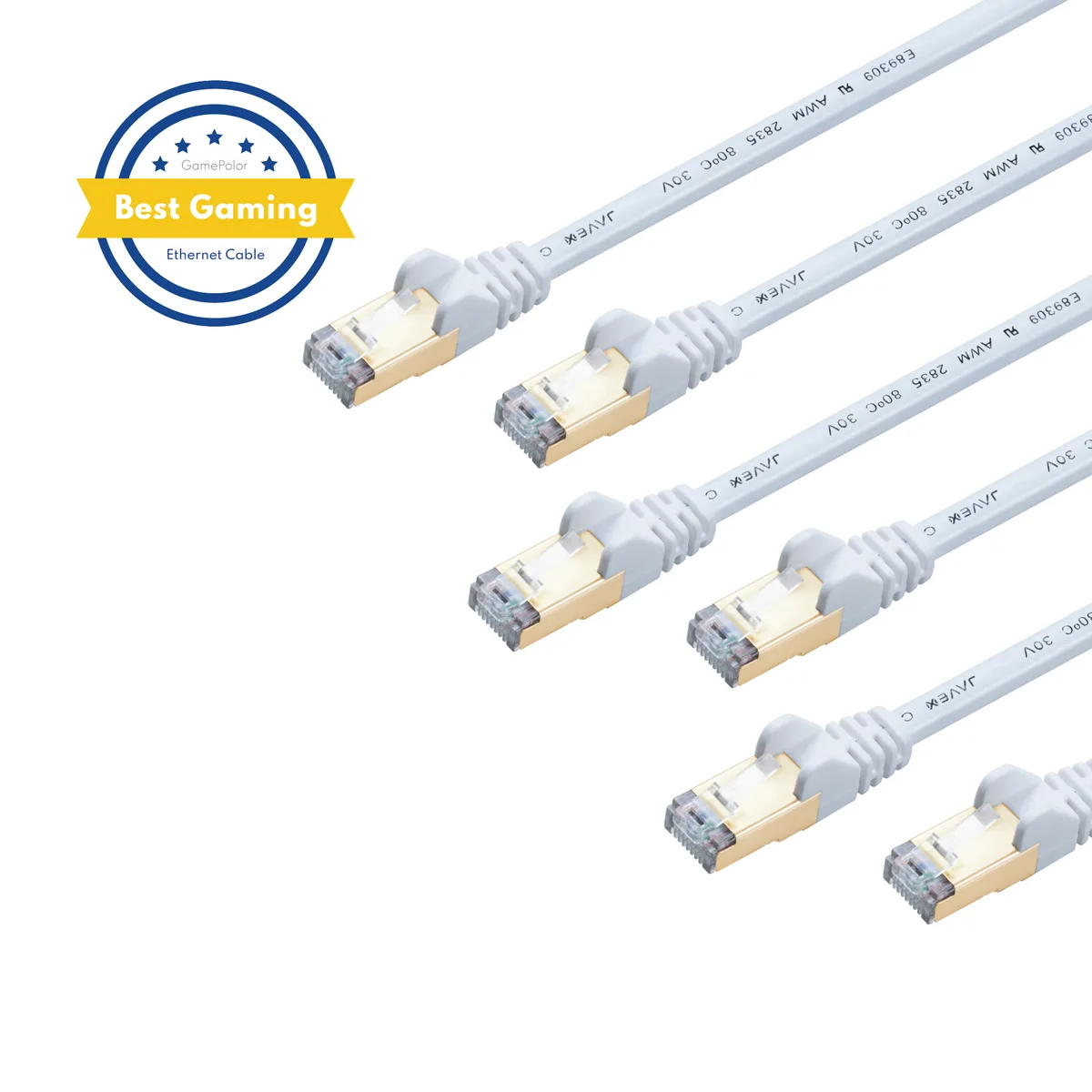 JAVEX JAVEX Cat7 Ethernet Cable 3 ft White 6 Pack — product photo