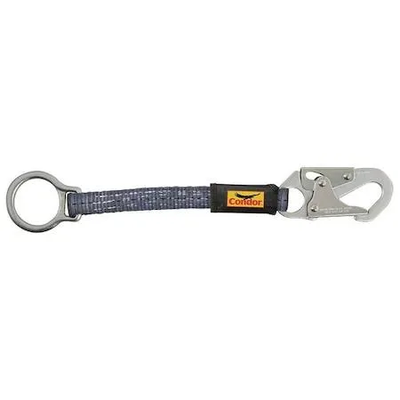 Blue 18-inch double D-ring extender with steel hardware and polyester webbing