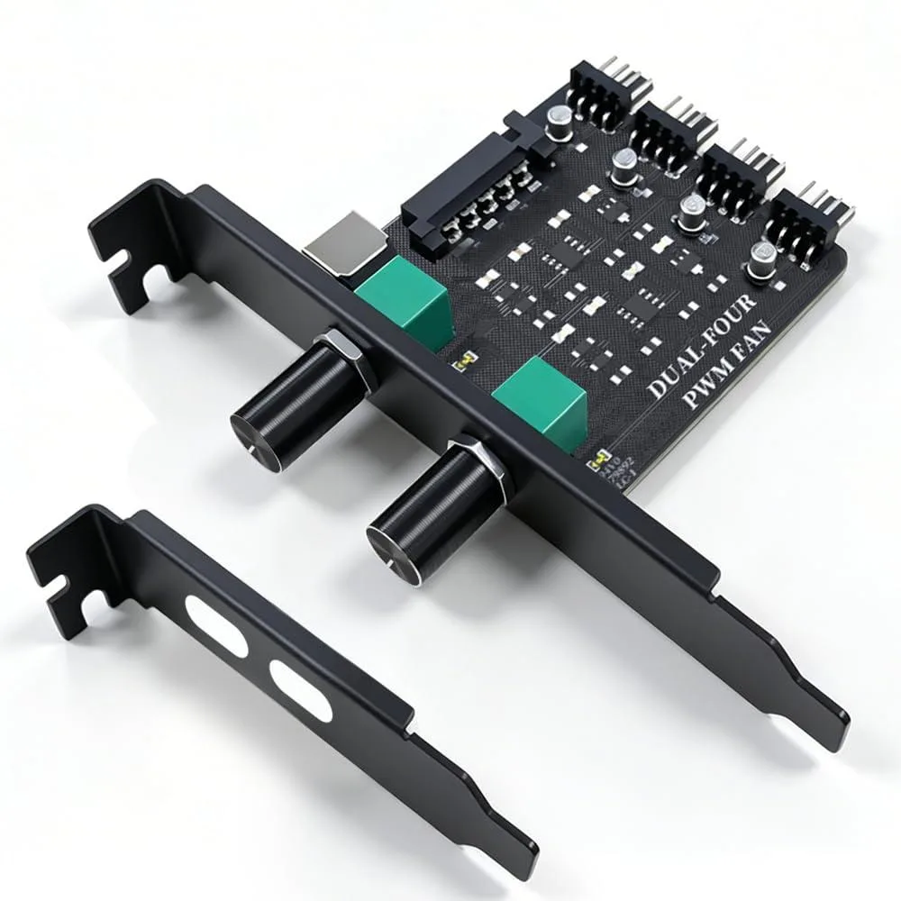 LORDWORLD LORDWORLD 4-Port PWM Fan Hub with Dual Knobs and PCI Bracket — product photo