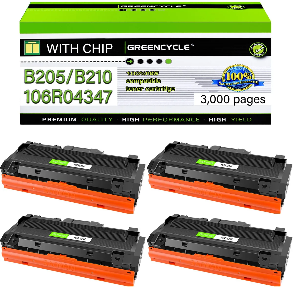GREENCYCLE GREENCYCLE XE-B205 Black Toner Cartridge 4 Pack 3000 Pages — product photo