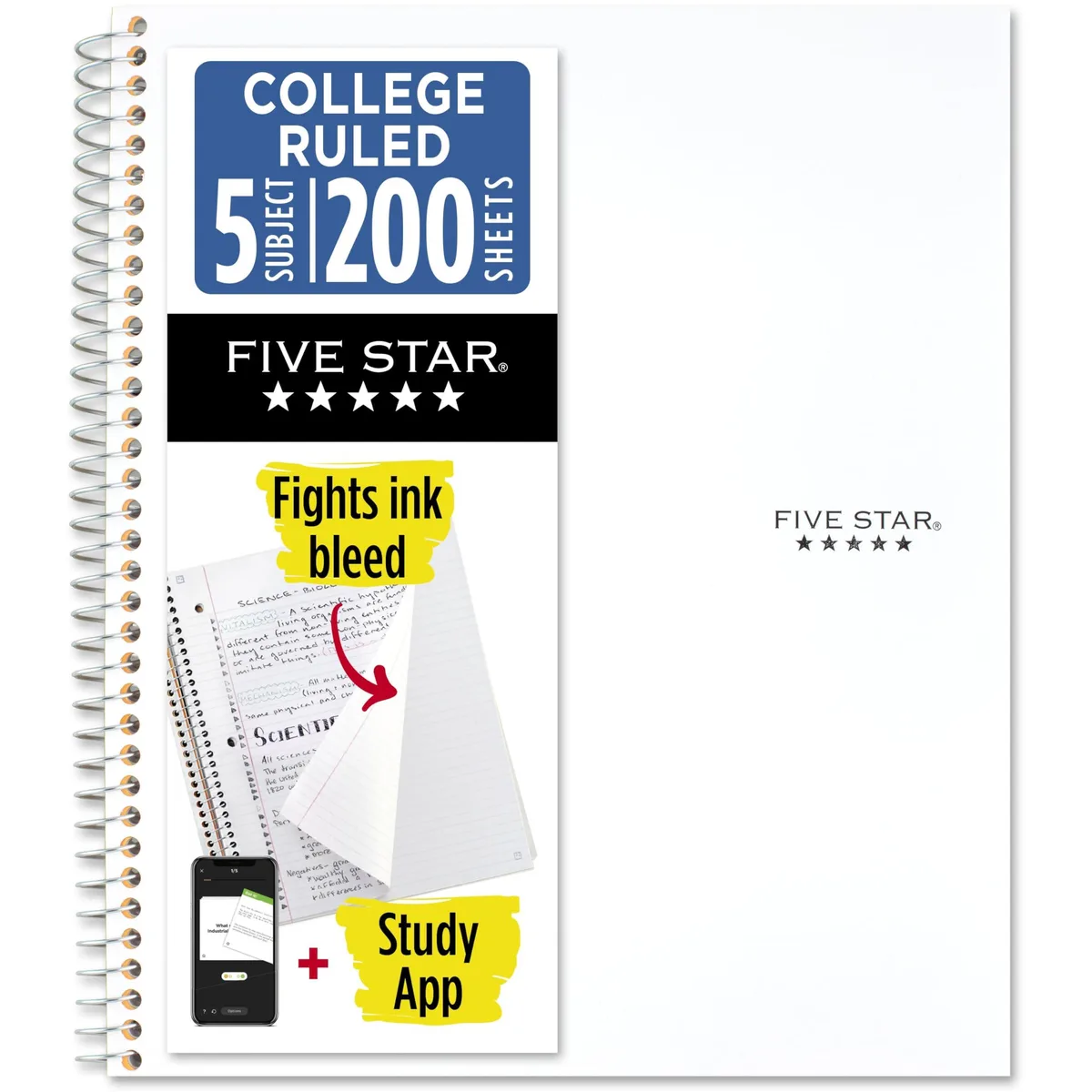 Spiral-bound notebook with plastic cover, 11 by 10 inches, white sheets