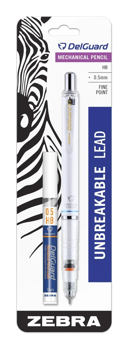 White plastic mechanical pencil, slender barrel, clip and capped eraser visible