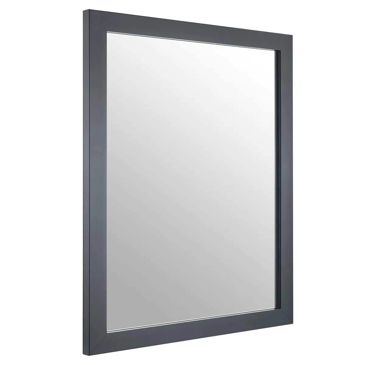 Rectangular black framed mirror, 12 by 16 inches, horizontal or vertical hang