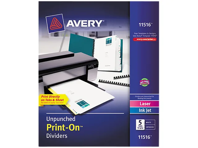 Avery Avery 11516 Customizable Print-On Dividers 5-Tab 11 x 8.5 Unpunched 5 Sets — product photo