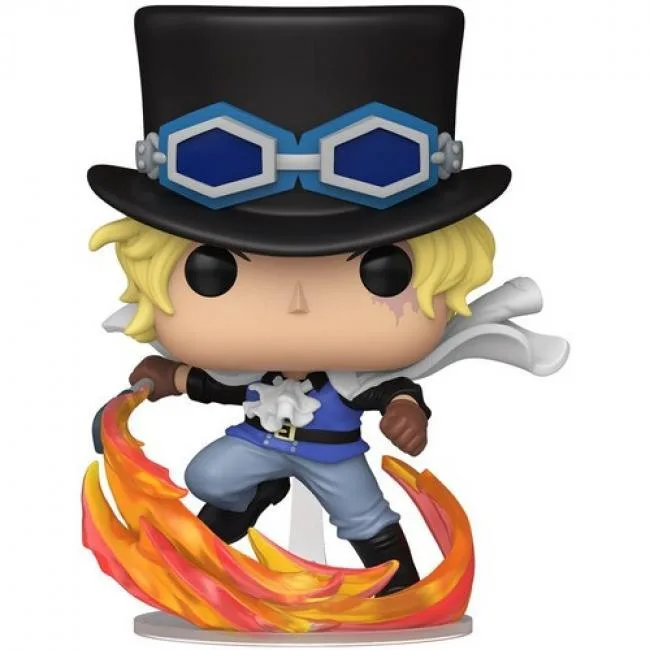 Vinyl Sabo figure in attack pose with pipe, multicolour, 4.8 in tall