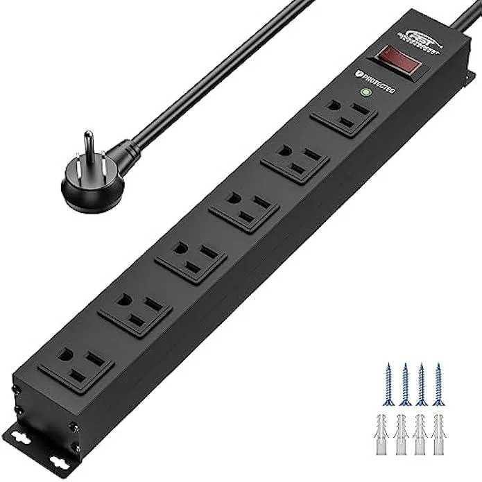 usbroway usbroway 6-outlet power strip 15A 1875W 2100J 6ft cord — product photo