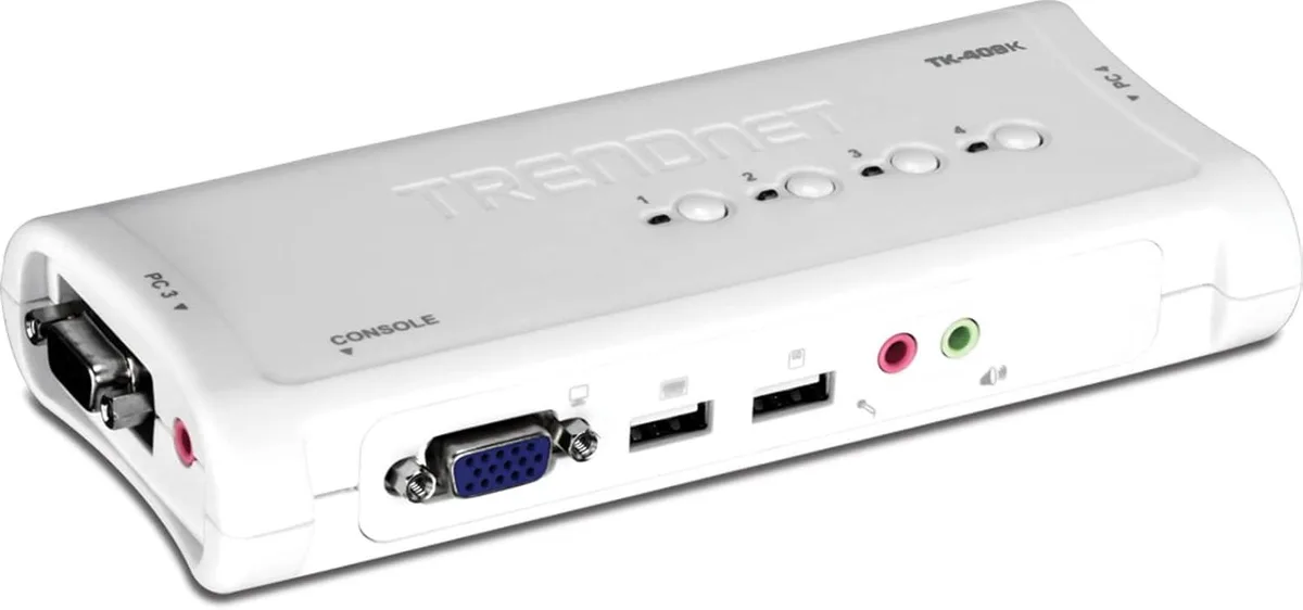 suranus suranus 4-Port USB KVM Switch with Audio, 2048 x 1536, White, TK-409K — product photo