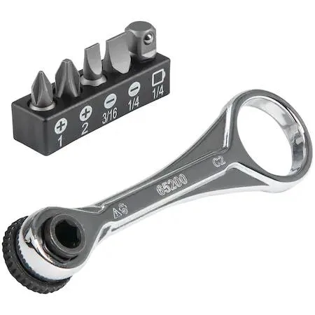 Klein Tools 1/4 inch drive 72 tooth hand ratchet with slim head and finger loop handle