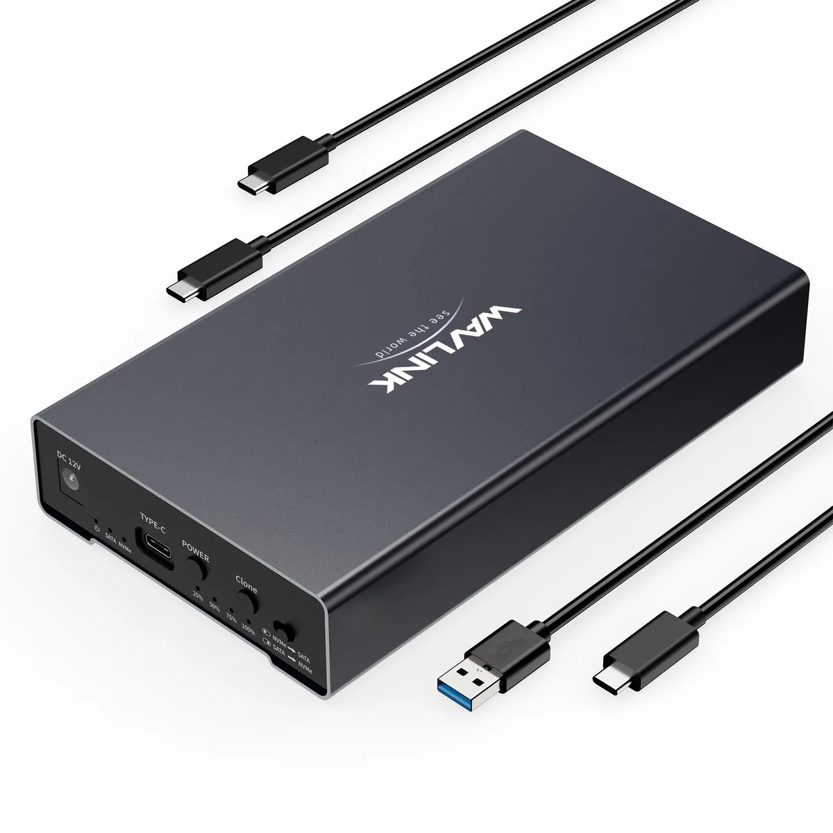 Wavlink Wavlink RapidFire U2C dual-bay M.2 NVMe &amp; SATA enclosure — product photo
