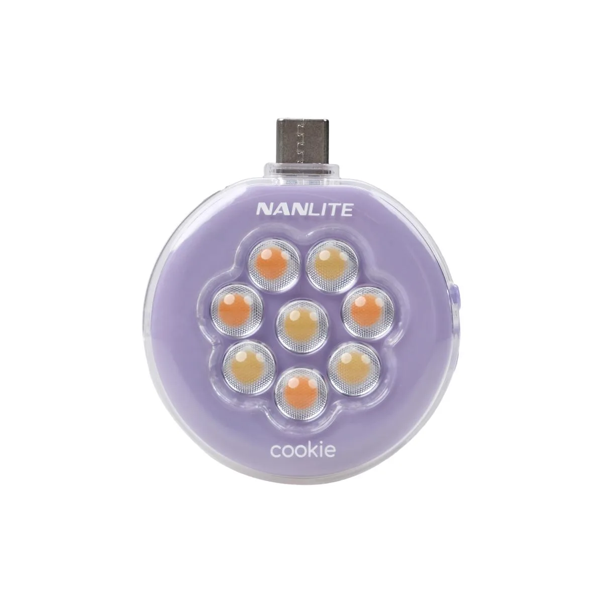 nanlite nanlite cookie Warm White USB-C Mini Round LED Light Lavender camera accessory — product photo