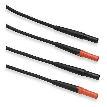 Pair of black and red test leads with straight shrouded plugs