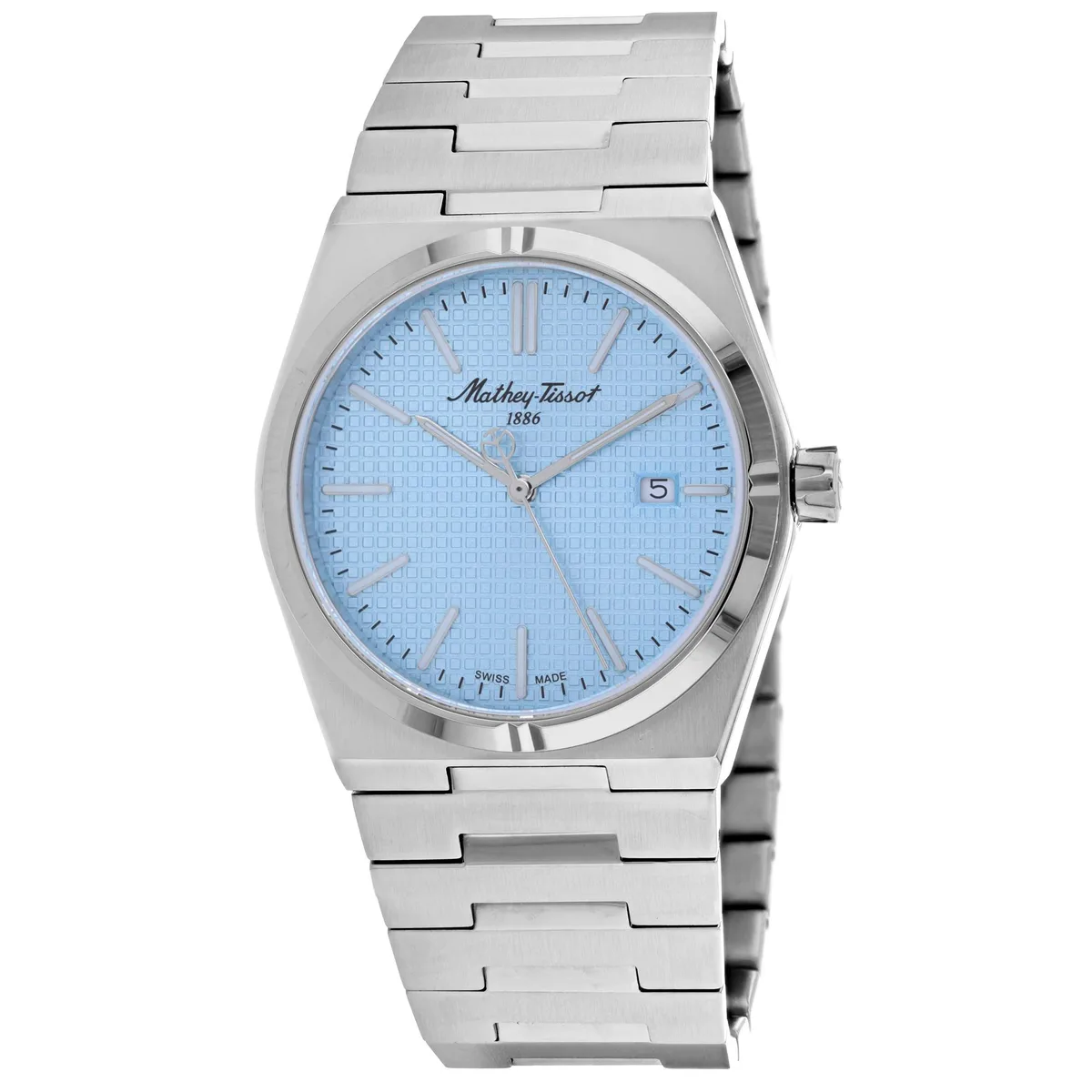 Mathey Tissot stainless steel watch with blue dial and matching bracelet