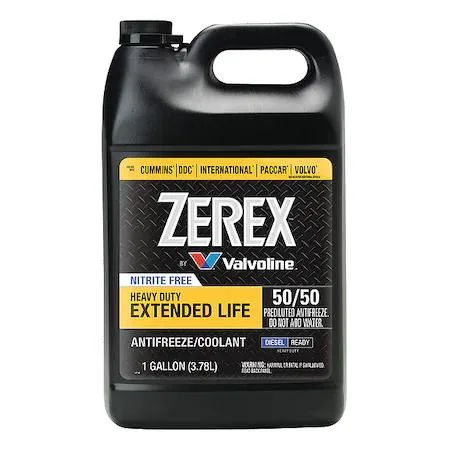 Yellow Zerex antifreeze coolant in a one gallon drum