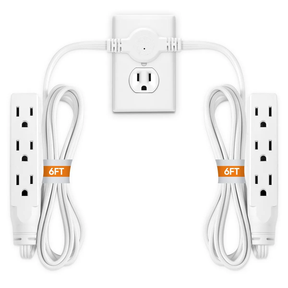  Tripp Lite 12ft Twin Extension Cord Power Strip 6 Outlets White — product photo
