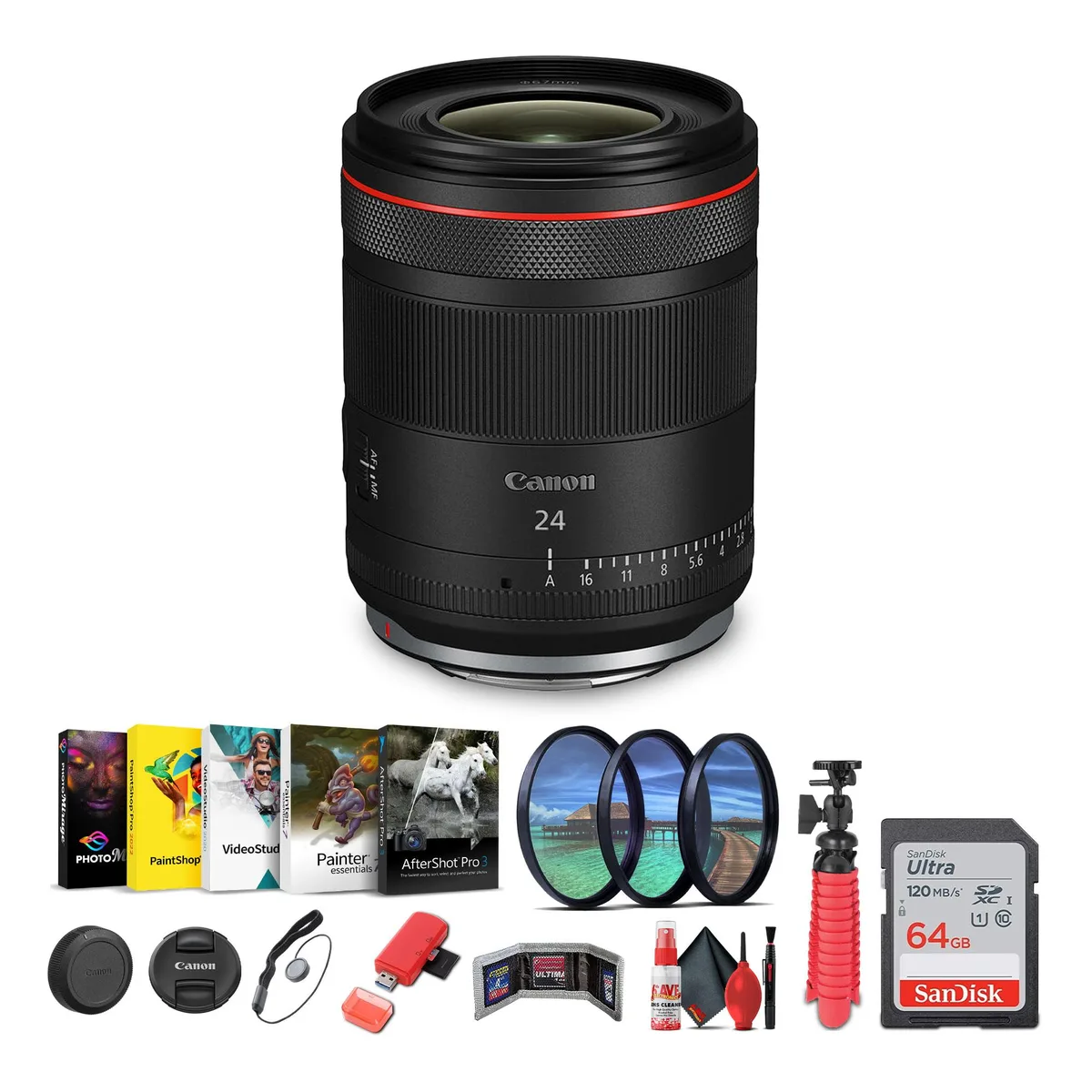 Canon Canon RF 24mm f/1.4 L VCM Lens Kit with Sling Backpack and Accessories — product photo
