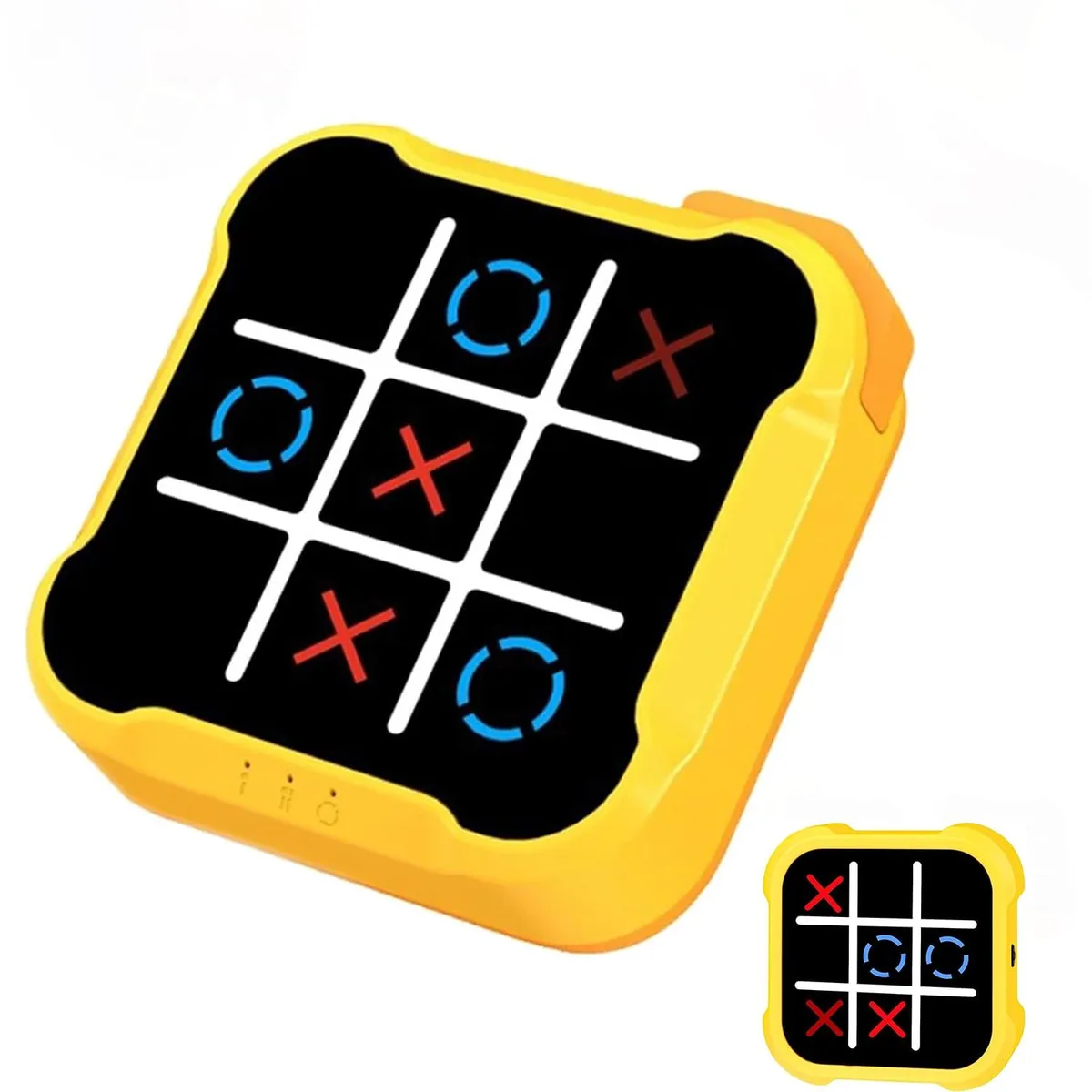Yellow handheld game console with button controls