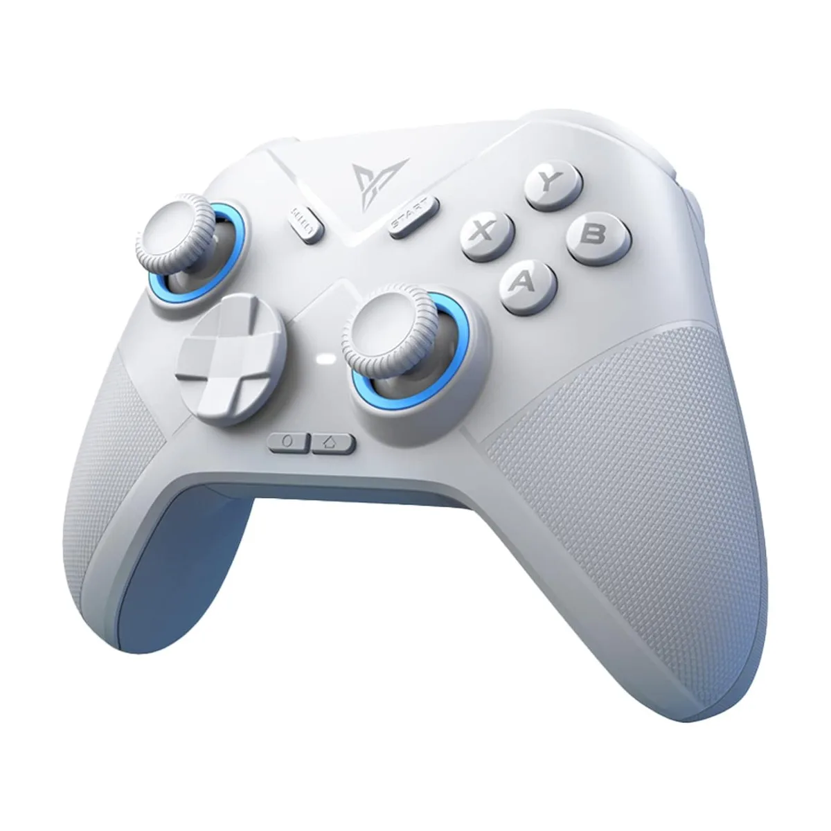 Flydigi Direwolf Xcloud game controller in hand, matte black finish with textured grips, asymmetric sticks, hybrid D-pad